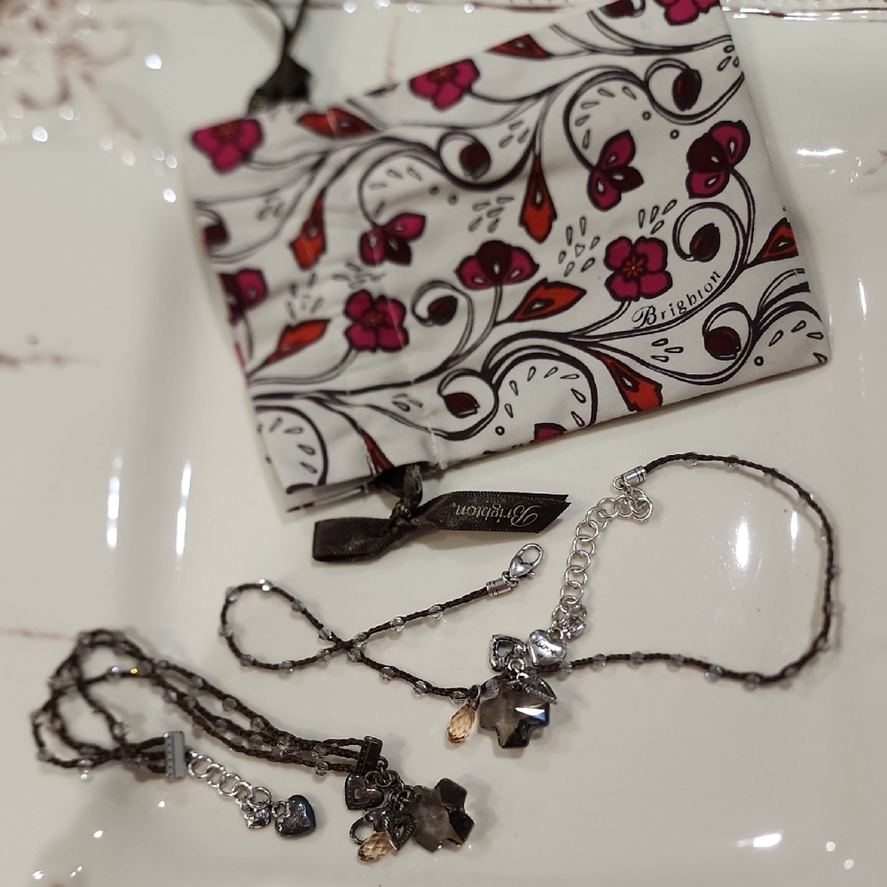 Brighton Black and Silver Necklace with Elegant Pendants and matching bracelet!!